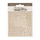 Decorative chipboard sheet with patterns on a white background