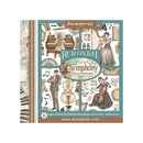 Stamperia Symphony rub on kit packaging with musical-themed illustrations.