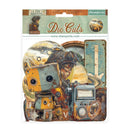 Stamperia die cuts packaging with robot and vintage elements