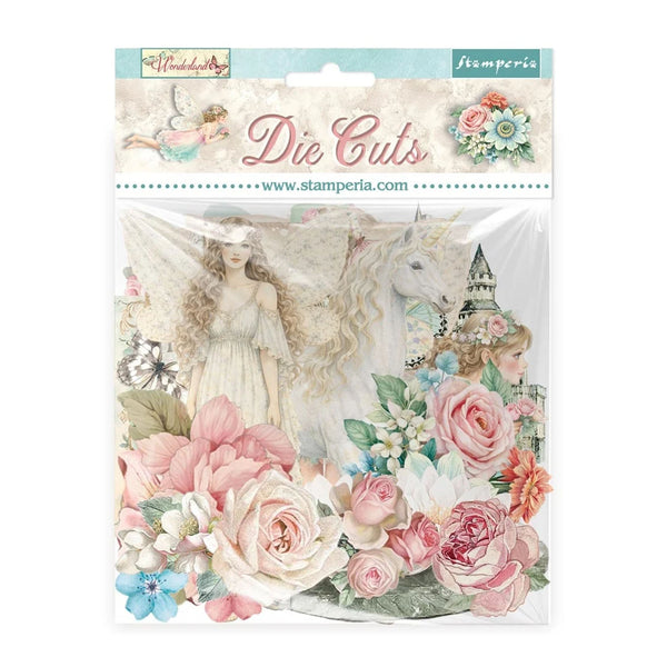 Stamperia die cuts packaging with fairy and floral design on a white background
