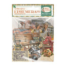 Packaging of adhesive ephemera with travel-themed design, featuring people and a bench.