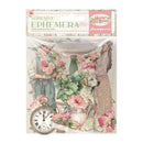 Packaging of adhesive ephemera with vintage design elements on a white background