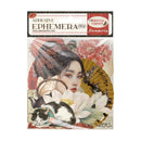 Adhesive ephemera pack with oriental design featuring a woman and cat, brand 'Oriental Garden' visible.