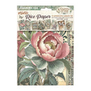 Packaging of Stampin' Up! mini rice paper with floral design and product details.