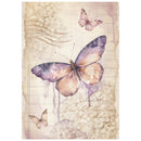 Butterfly design on a textured paper background with cursive text