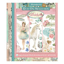 Rub On Selection with fairy, unicorn, and floral designs on a colorful background