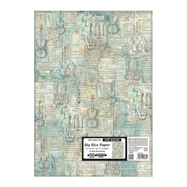 Rice paper sheet with musical instrument design on a white background