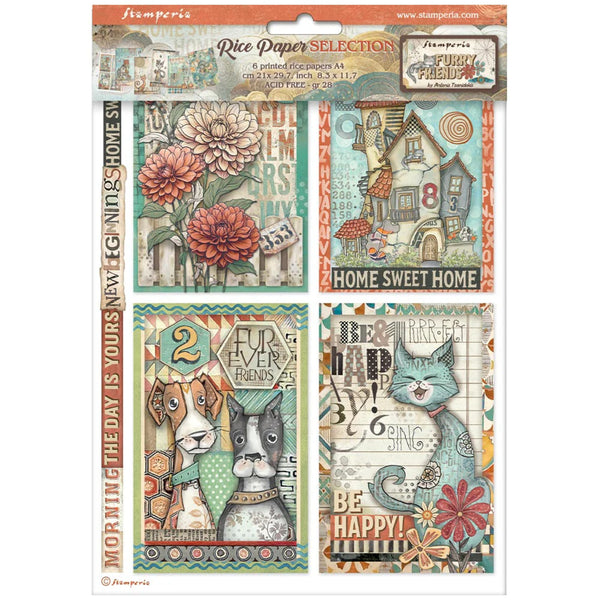 Stamperia Rice Paper Sheet A4 - Furry Friends Morning Is a Soft Promise