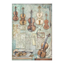 Decorative panel with vintage violins and music sheet background