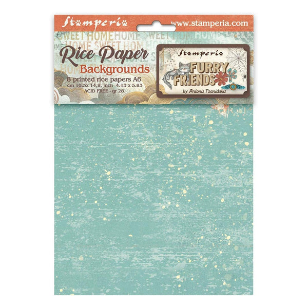 Stamperia Rice Paper Sheet A6 Selection Set of 8 - Furry Friends