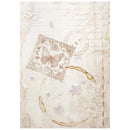 Vintage-style card with butterfly design and decorative elements on a textured background