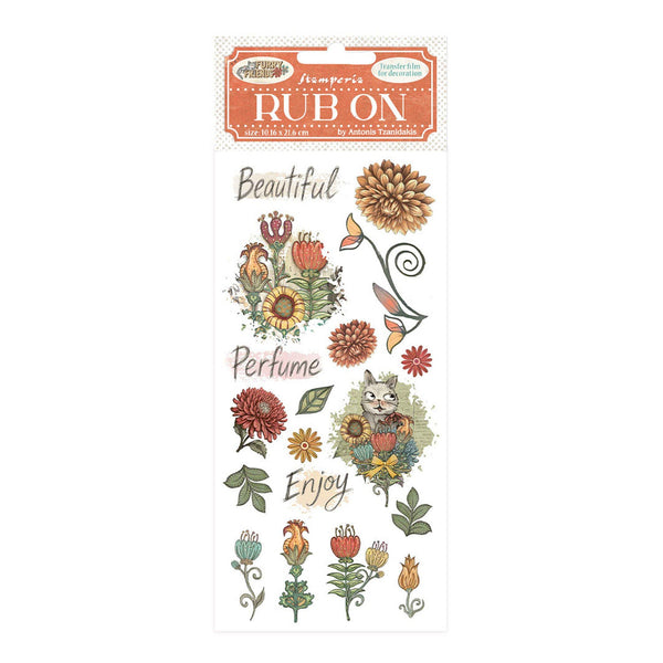 Stamperia Rub-On 4" ‚àö√≥ 8.5" - Furry Friends Flowers