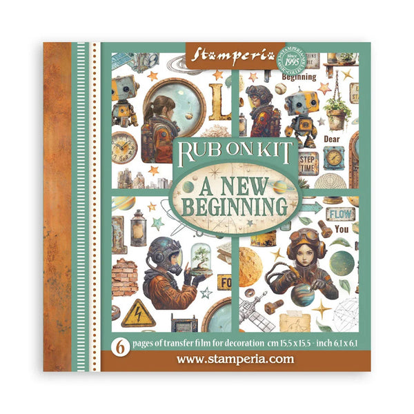 Stamperia Rub On Kit titled 'A New Beginning' with decorative collage on cover