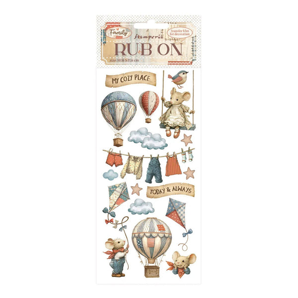 Stamperia Rub-On Transfer 4" x 8.5" - Family Air Balloons
