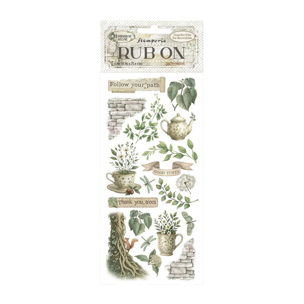Stamperia Rub-On Transfer 4" √ó 8.5" - Herbarium Silvae Tea Time