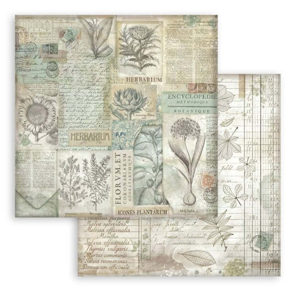 Stamperia Scrapbooking Pad 12" x 12" 10/pkg - Backgrounds Selection - Herbarium Silvae
