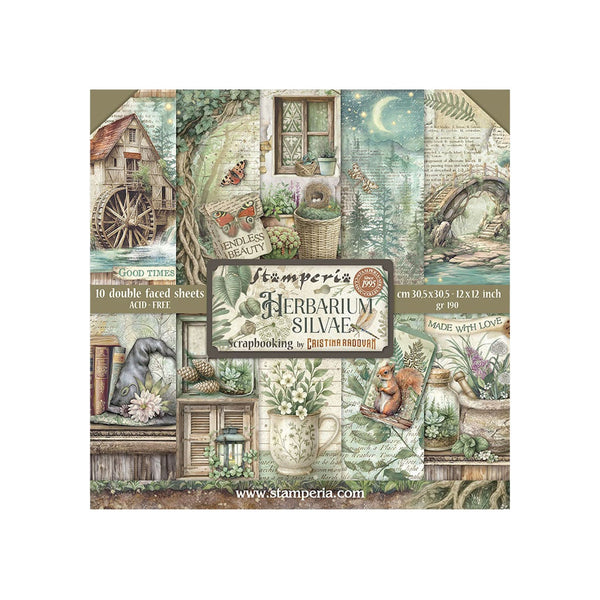 Stamperia Scrapbooking Pad 12"x 12" 10/pkg - Herbarium Silvae
