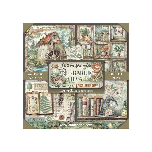 Stamperia Single-Sided Paper Pad 12" x 12" (22/pkg) - Herbarium Silvae
