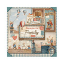 Stamperia Family maxi pad packaging with illustrations of children and books.
