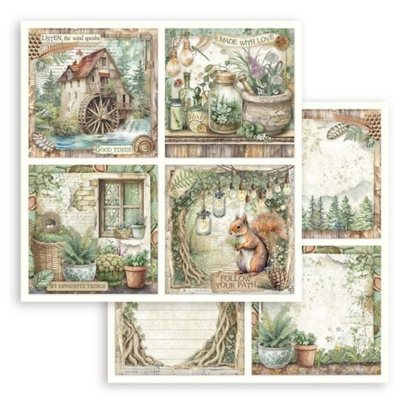 Stamperia Scrapbooking Small Pad 8" x 8" 10/pkg - Herbarium Silvae
