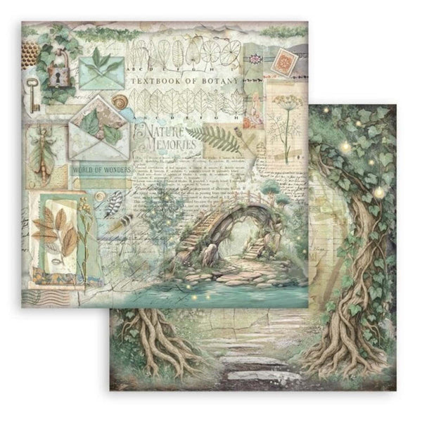 Stamperia Scrapbooking Small Pad 8" x 8" 10/pkg - Herbarium Silvae