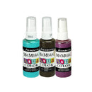 Three bottles of Stamperia MixMediA Aqua Color spray paint on a white background