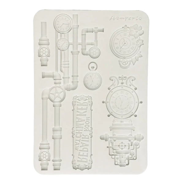 Silicone mold with steampunk design elements on a white background