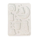 White embossing folder with various designs on a white background