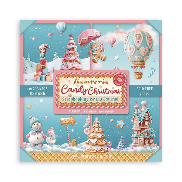Stamperia Single-Sided Paper Pad 8"x 8" 22/Pkg - Candy Christmas