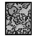 Black lace pattern on a white background