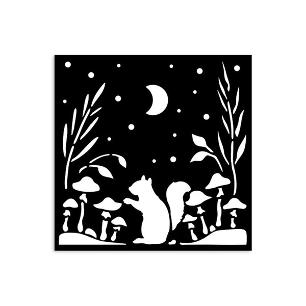 Stamperia Thick Stencil 4.72"x 4.72" - Herbarium Silvae Squirrel