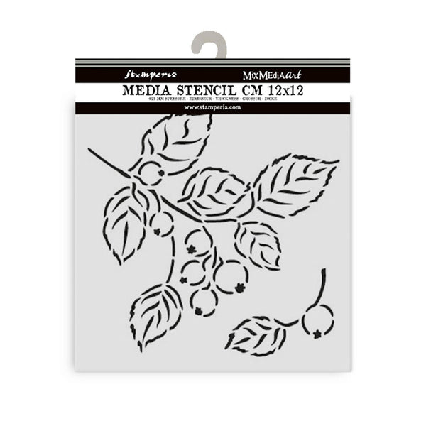 Stamperia Thick Stencil 4.72"x 4.72" - Whispering Woods - Berries