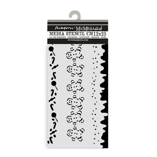 Stamperia Thick Stencil 4.72"x 9.84" - Candy Christmas Stripes