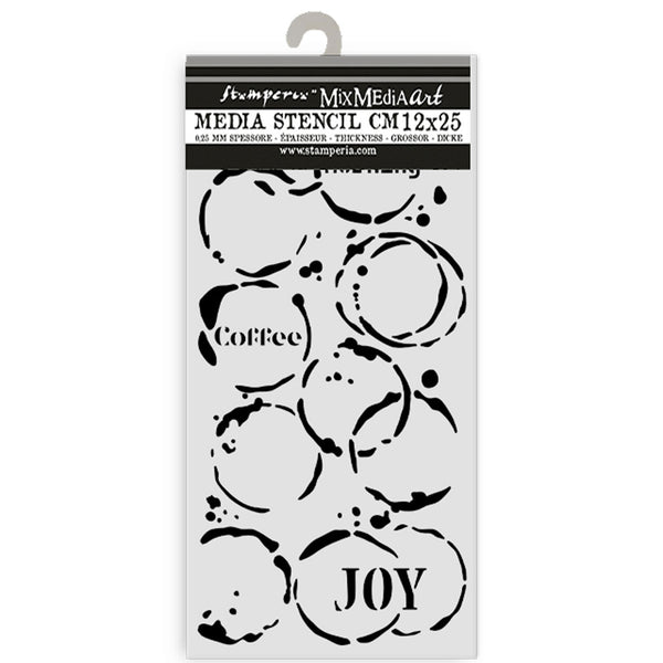 Stamperia Thick Stencil 4.72" × 9.84" - Furry Friends Coffee Prints