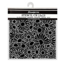 Stamperia floral stencil with black design on a white background