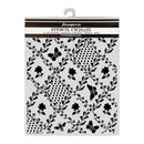 Floral and butterfly patterned stencil with Zamperia branding on a white background