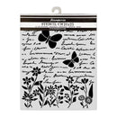 Stencil with butterfly and floral designs on a white background