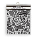 Patterned stencil with black design on a white background, featuring the brand 'Famperie'.