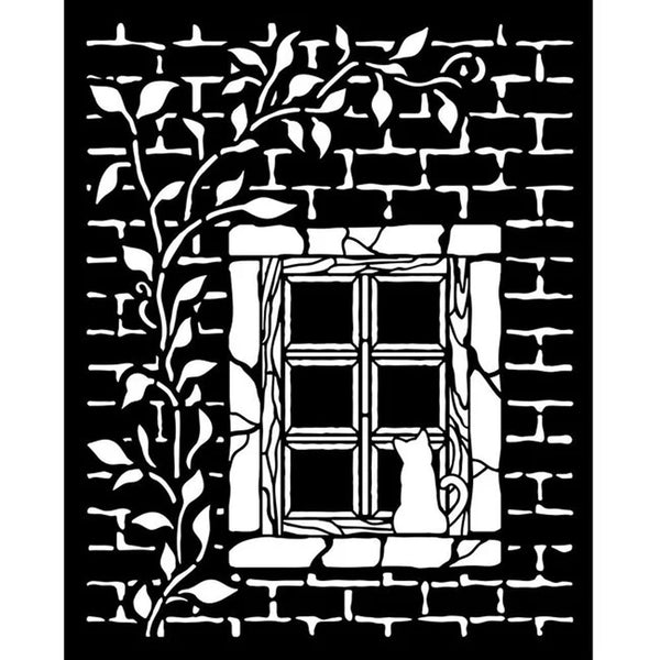 Stamperia Thick Stencil 7.87"x 9.84" - Herbarium Silvae Country Window