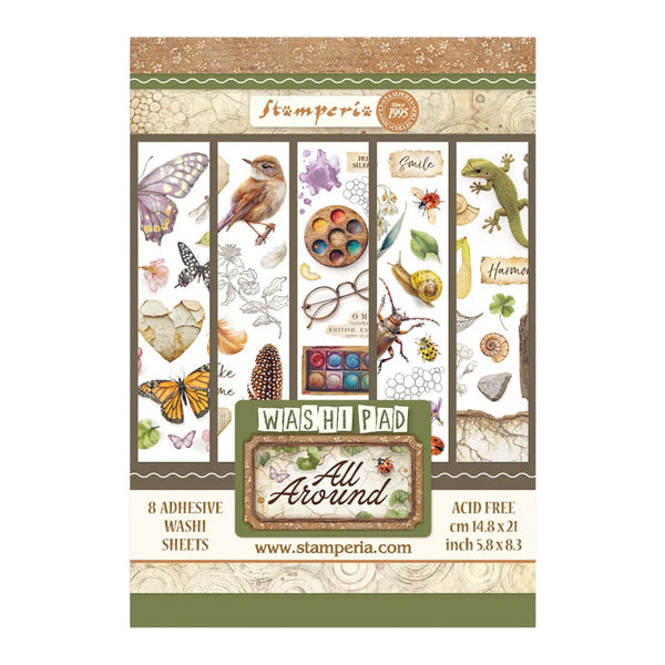 Stamperia washi pad with nature-themed designs on a white background