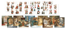 Collage of Christmas-themed illustrations including Santa Claus, Christmas trees, and winter scenes.
