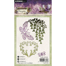 Decorative die set packaging with fairy and floral design on a purple and green background.