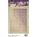 Stenciling paper with floral pattern and 'Enchanted Fairytail' branding on a purple background