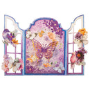 Decorative panel with butterflies and flowers on a white background