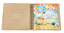 Open notebook with floral design and motivational quote on a white background