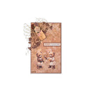 Greeting card with teddy bears and decorative elements on a white background