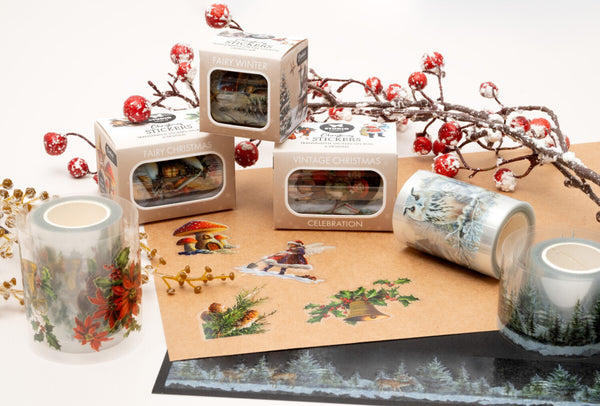 Studio Light Transparent Stickers on Roll - Vintage Christmas Celebration
