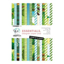 Designer paper pad with green and blue patterns on a white background