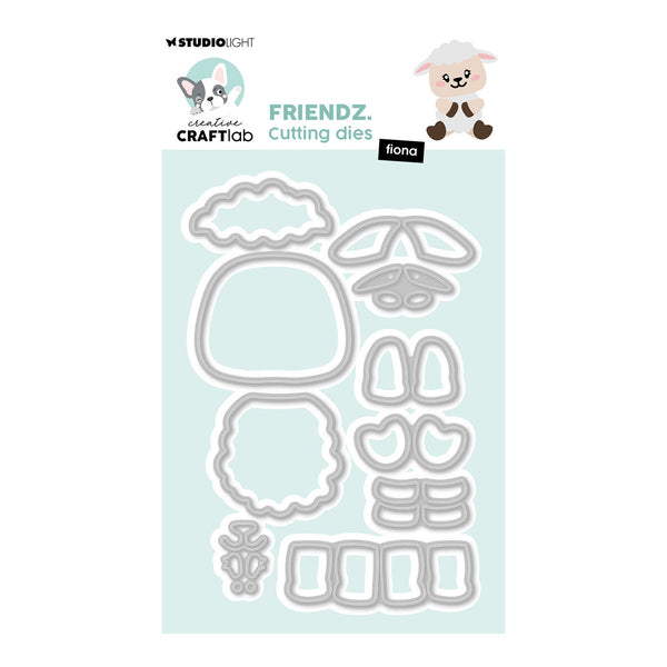 Set of metal cutting dies with various shapes on a light blue background, featuring the Studio Light brand.