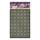 Decorative paper sheet with a geometric pattern and 'Enchanted Fairytale' text on a purple background.